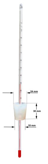 (Bild für) Destillier-Thermometer, 30 cm, mit Silikonstopfen Ø 18-24 mm (NS24)) - zum Schließen ins Bild klicken